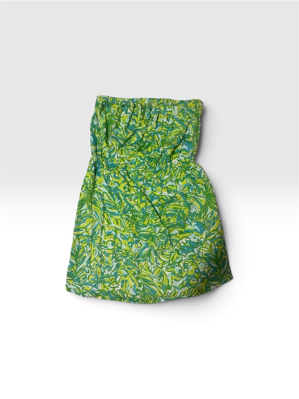 🌴🍃🌱Lilly Pulitzer Windsor Strapless Dress Size L Green Tropical Palm Leaf Print - Picture 7 of 7